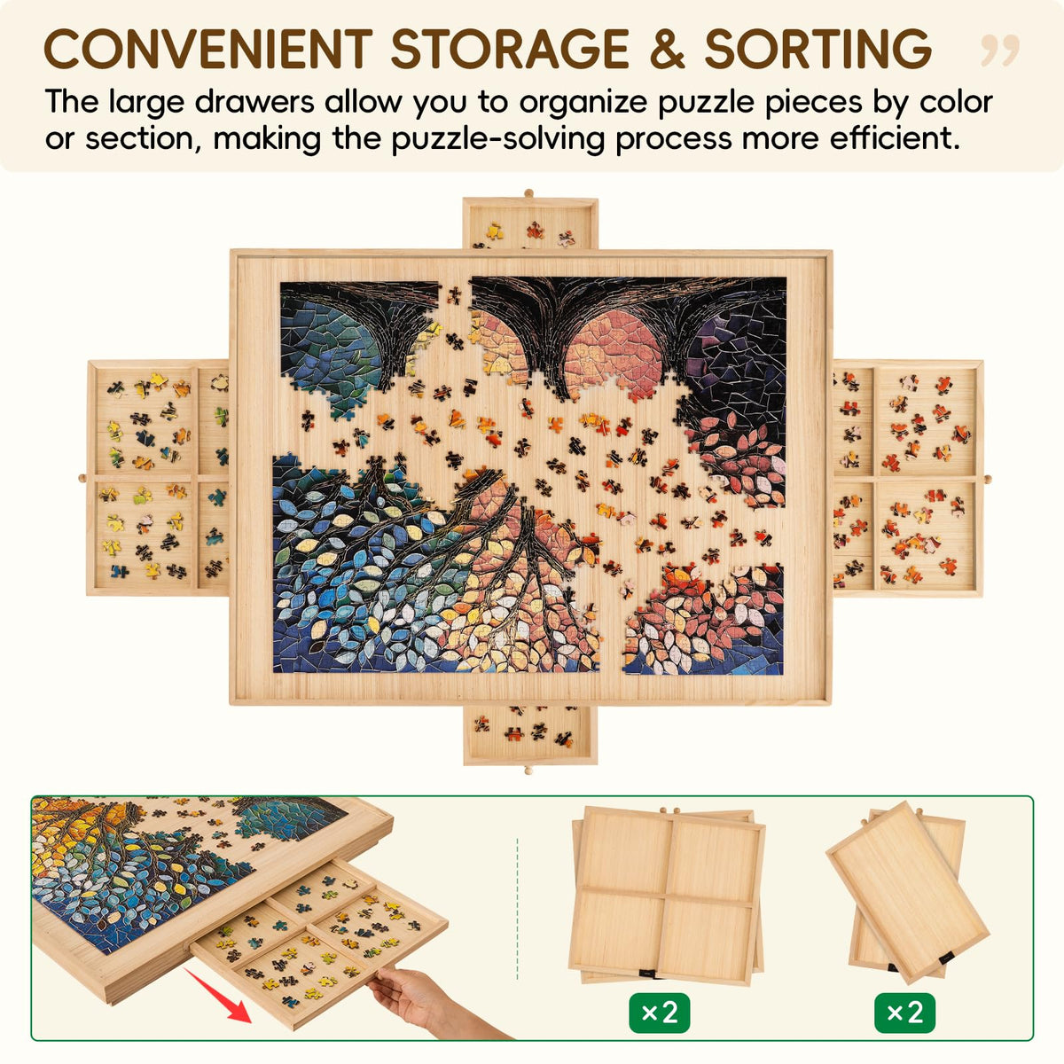 TEAKMAMA puzzle table sits neatly under furniture for compact storage