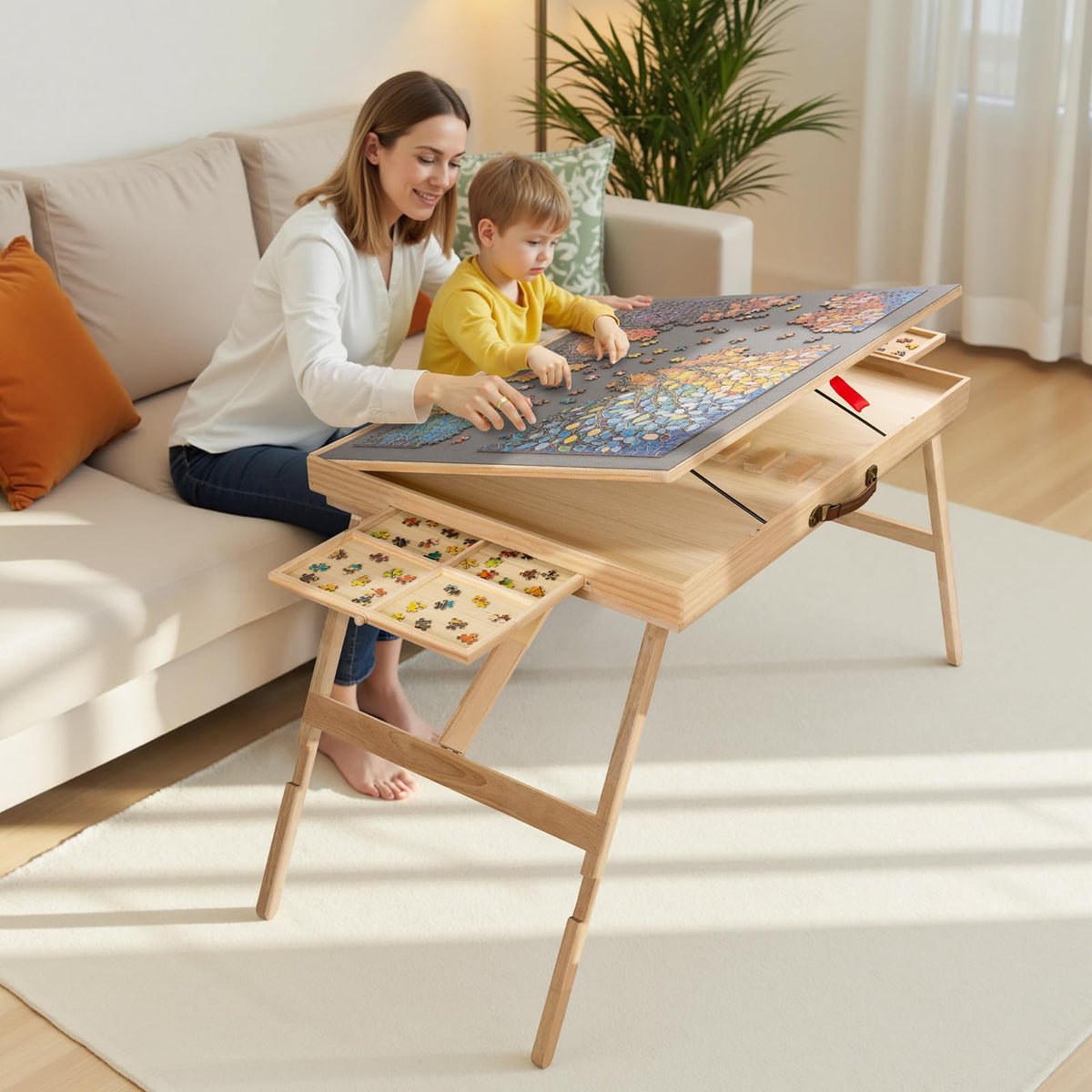 TEAKMAMA Puzzle Table sturdy wooden frame designed for daily use