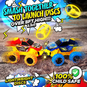 Team Power Battle Trucks crash scene captures dramatic impact and big-air play.