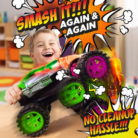 Team Power Monster Truck reboot feature lets kids quickly resume smashing adventures.