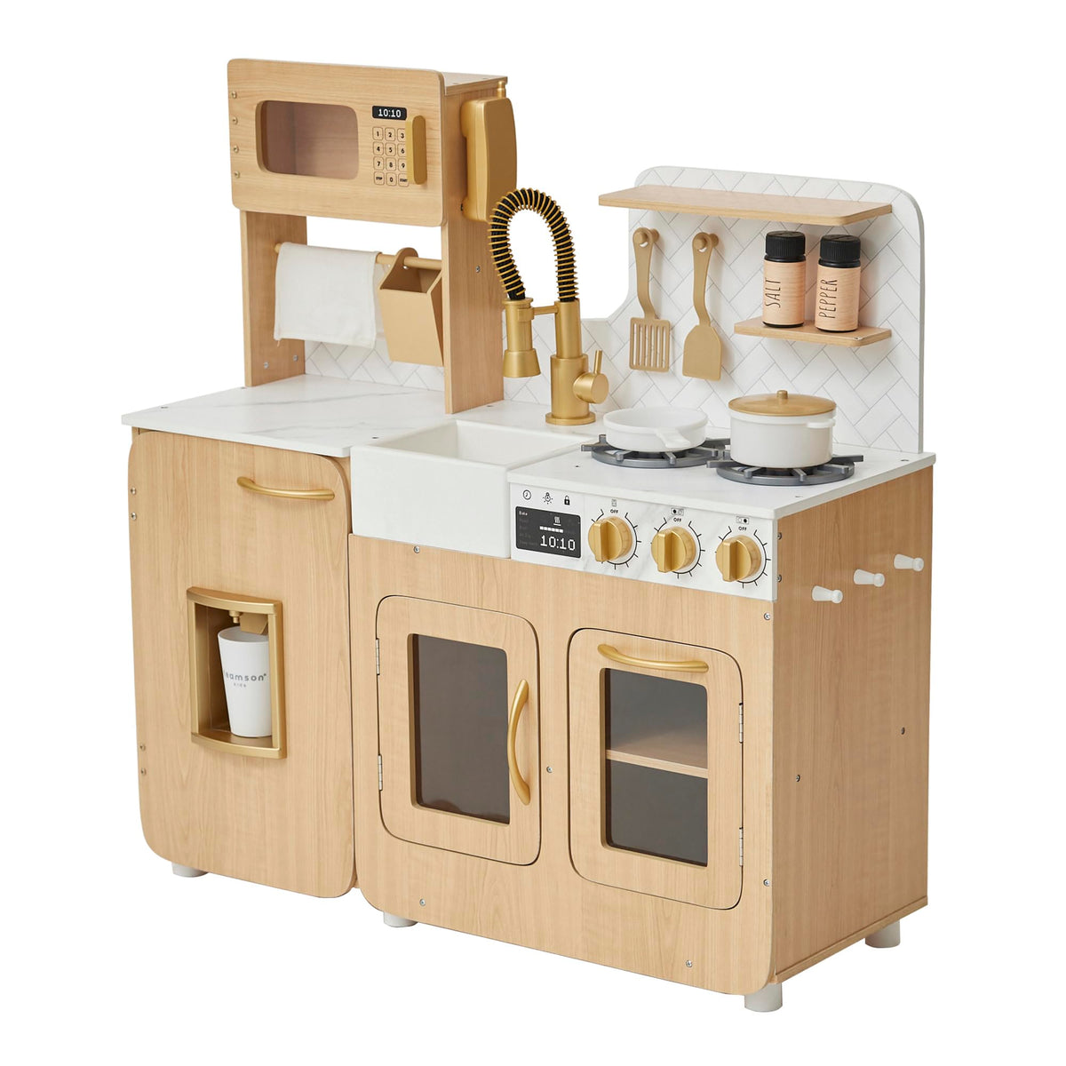 Teamson Kids Little Chef Cyprus kitchen front view, compact design for small spaces.