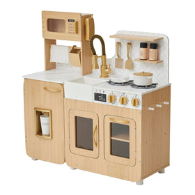 Teamson Kids Little Chef Cyprus kitchen front view, compact design for small spaces.