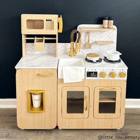 Teamson Kids Little Chef Cyprus materials and finish, eco-friendly MDF with non-toxic paint.