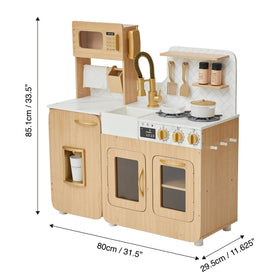 Teamson Kids Little Chef Cyprus microwave door detail, pretend appliance realism.