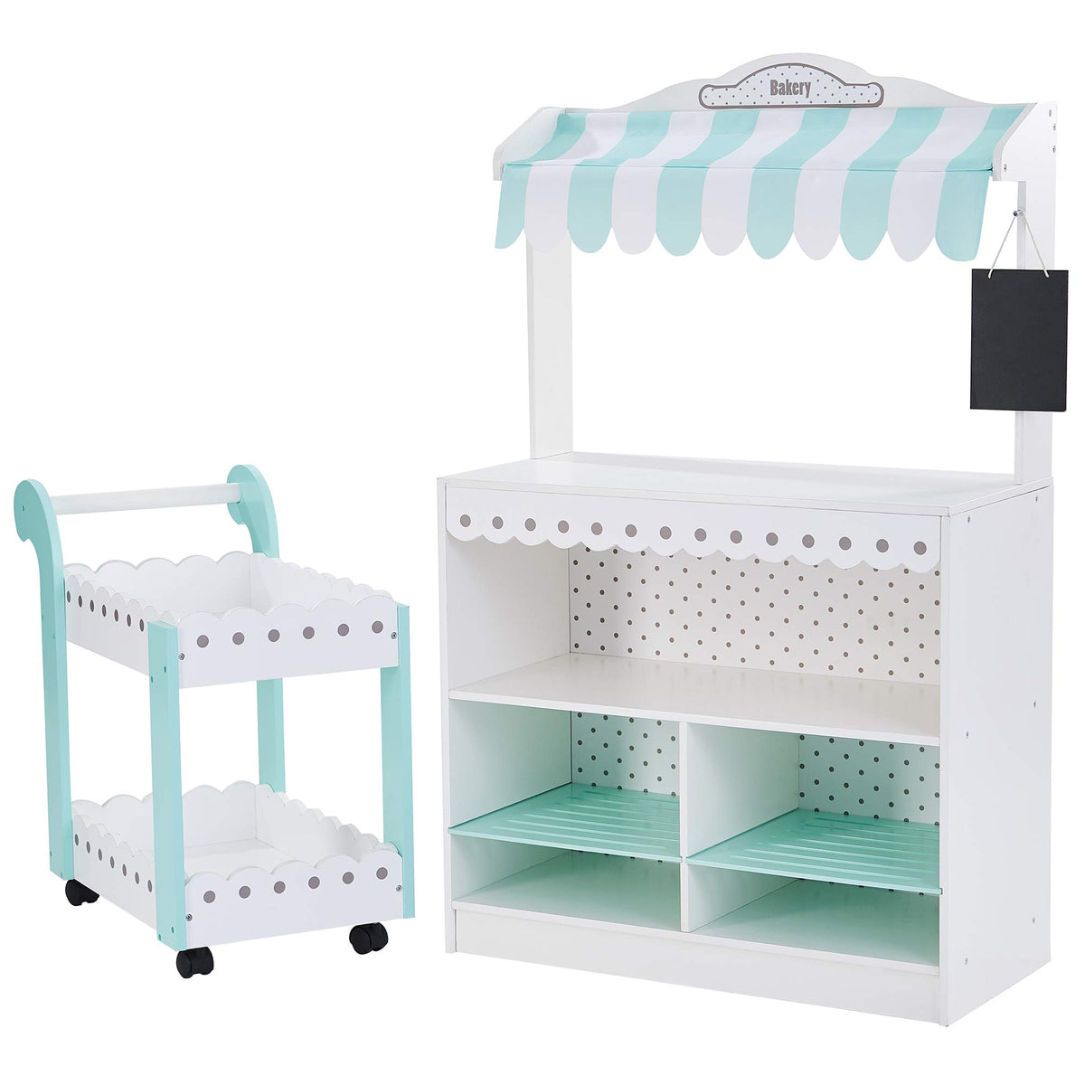 Teamson Kids My Dream Bakery Stand displays pretend desserts for imaginative play.