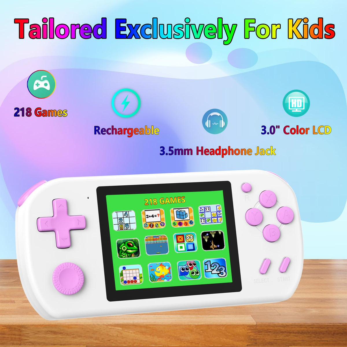 TEBIYOU 3-inch HD screen delivers crisp visuals for on-the-go gaming