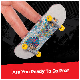 Tech Deck authentic graphics highlight major skate brands on a mini board.