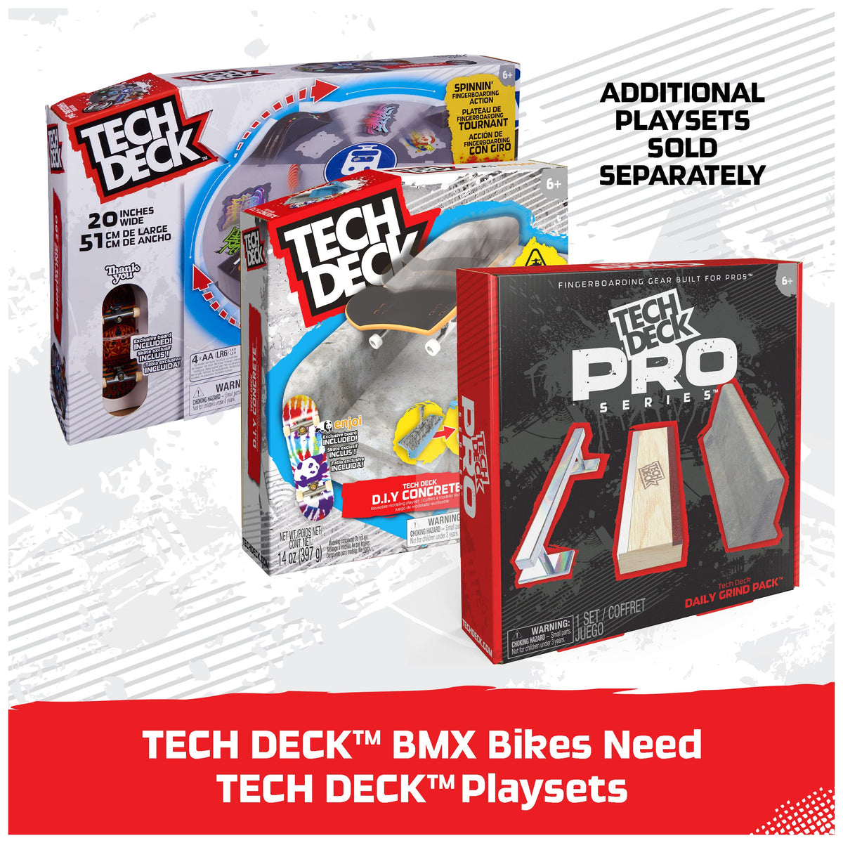 Tech Deck BMX Finger Bike 3-Pack articulated handlebars enable authentic tricks.