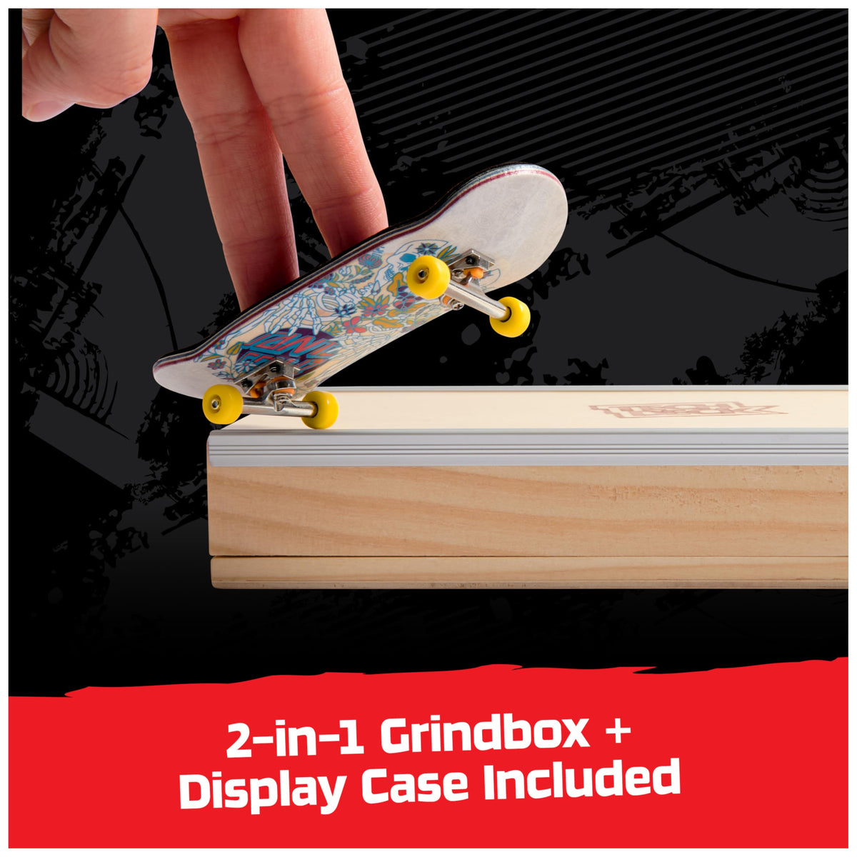 Tech Deck polished metal trucks provide stable balance for tricks.