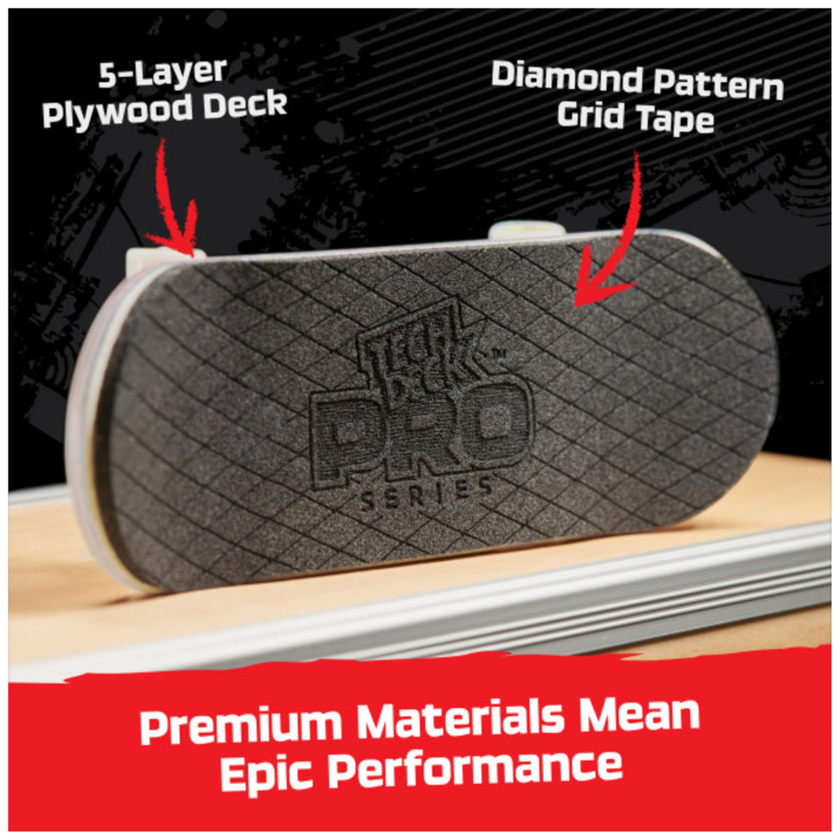 Tech Deck Pro Series grind box ready setup enables advanced practice tricks.