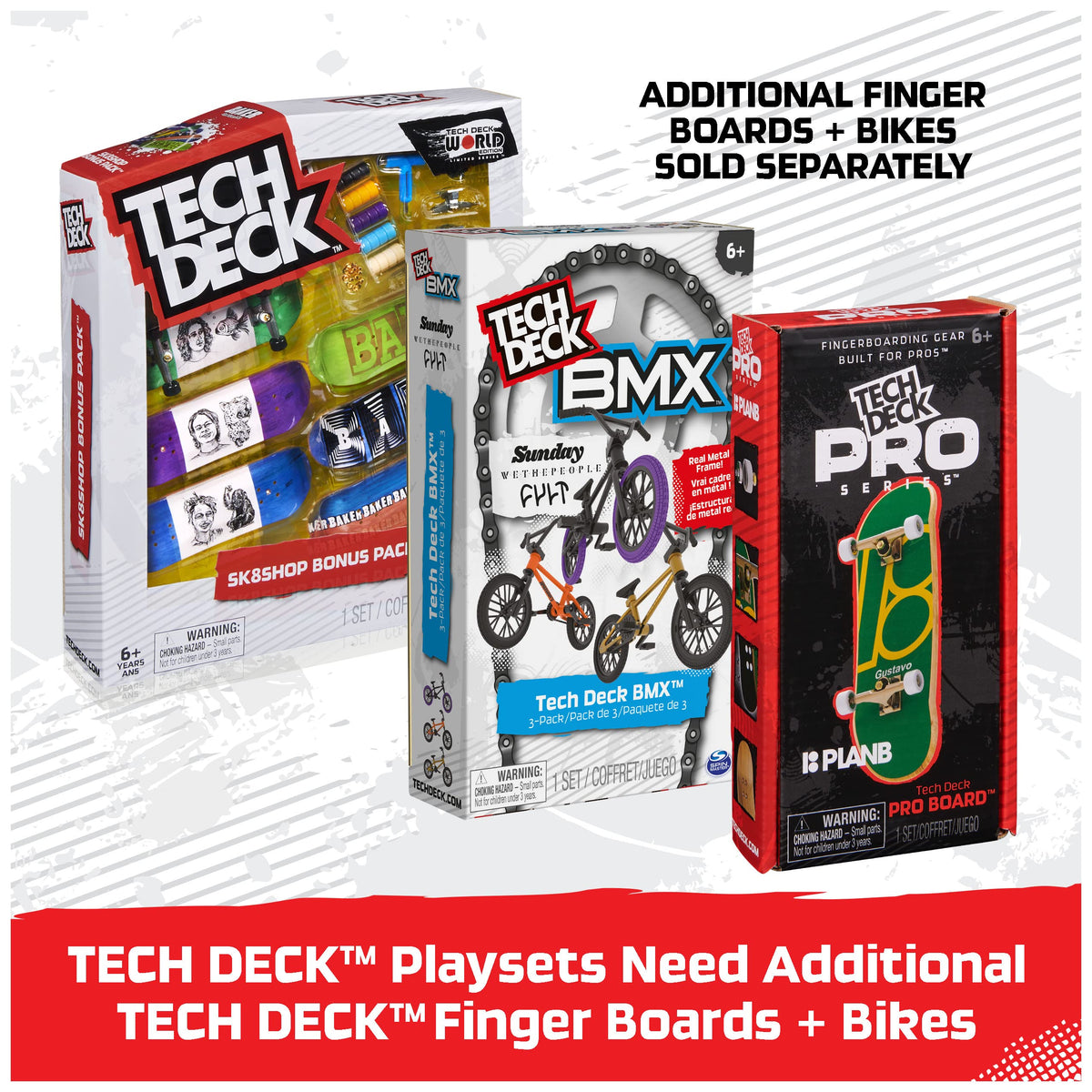 Tech Deck roll-in ramps collection offers varied entry angles for tricks.