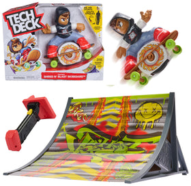 Tech Deck Shred N' Blast front view highlights motorized jumps for fast tricks