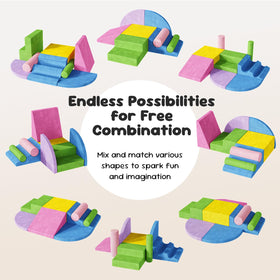 Teckid cylinder blocks shown for modular climbing play.