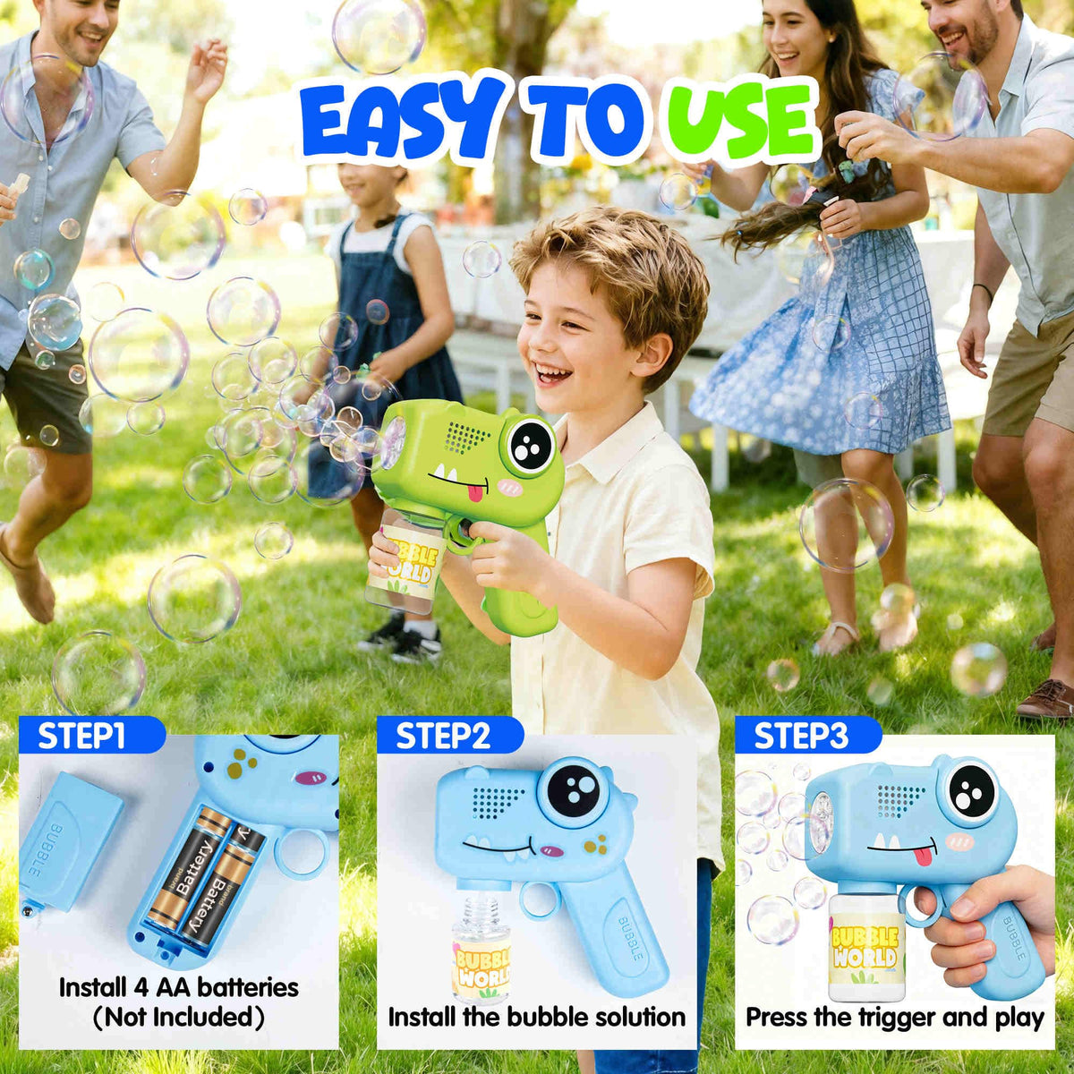 TECKMICO leak-proof bubble gun design minimizes spills.