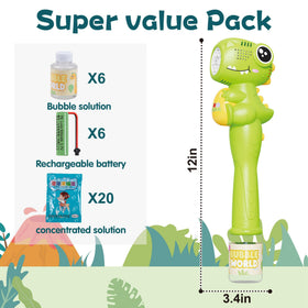 TECKMICO bubble wands in dinosaur design with LED lighting for parties