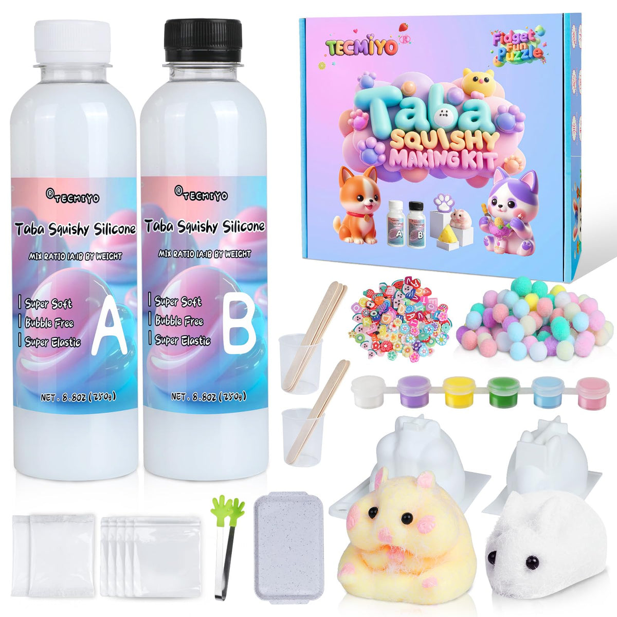 TECMIYO Taba Squishy Maker Kit cover shows beginner-friendly setup for creative projects.