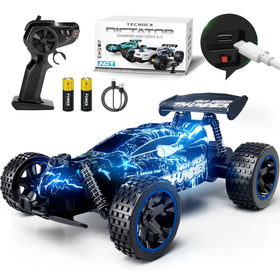 Tecnock RC car 1:18 front view with durable PVC shell for lasting play.