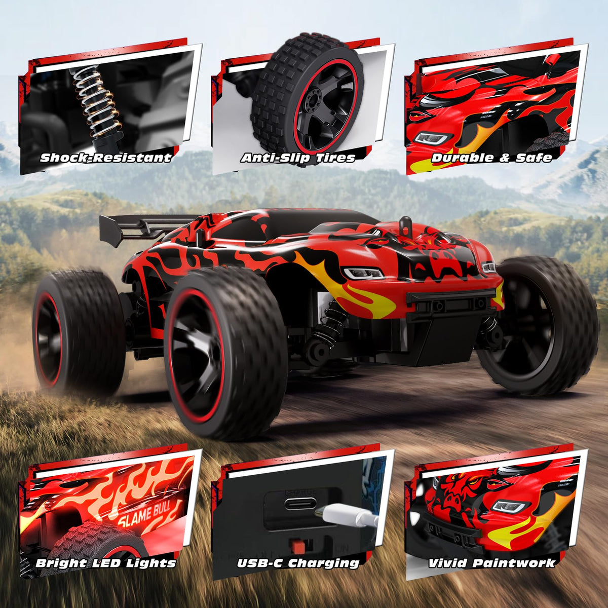 Tecnock RC car group play scenario with two cars racing smoothly