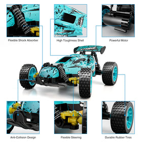 Tecnock offroad buggy with durable shell and shock absorbers on varied terrain