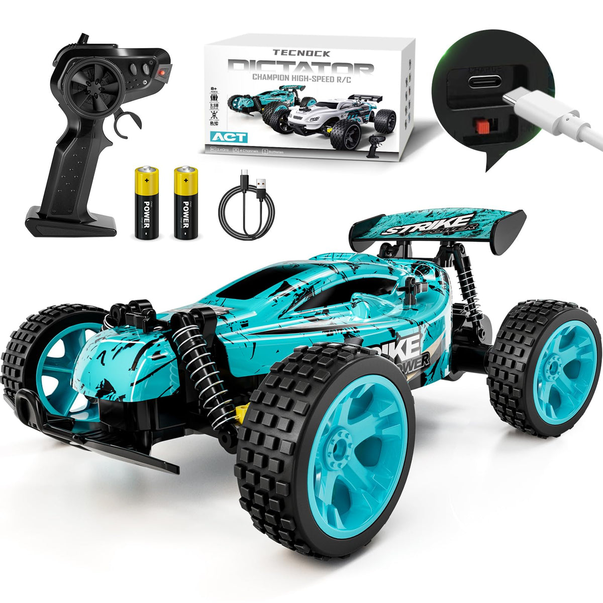 Tecnock RC car with USB-C charging for quick power and ready sessions