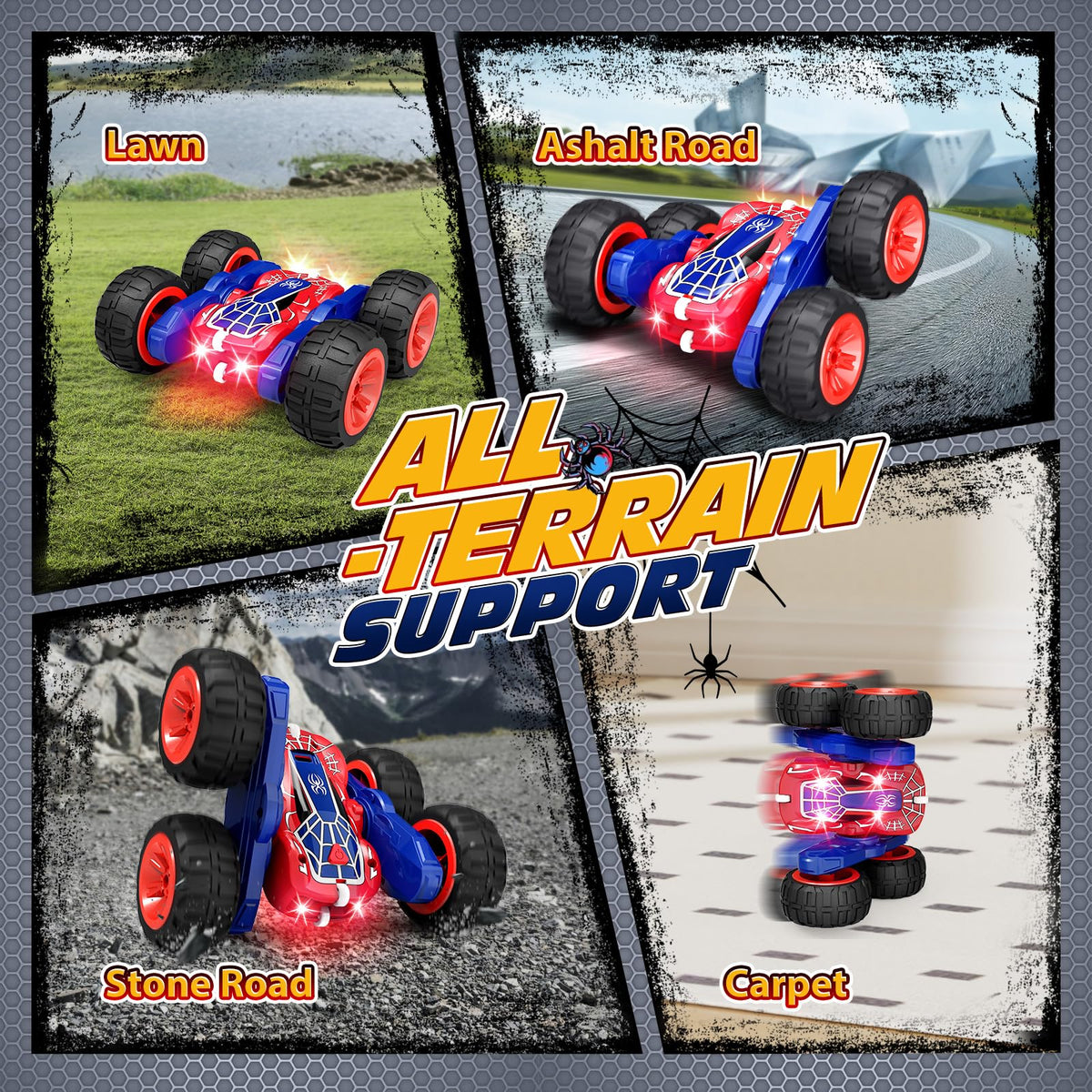 Tecnock Spider RC car lights up for exciting night driving