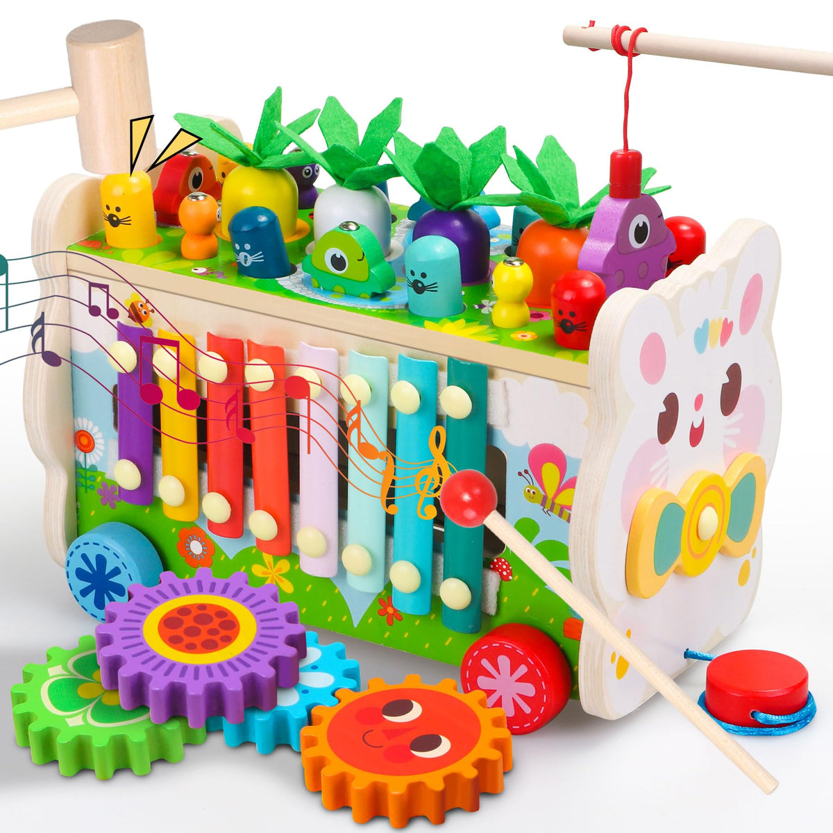 Teekdeer 9-in-1 Montessori wooden toy pounding xylophone for toddlers