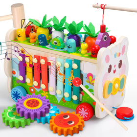 Teekdeer 9-in-1 Montessori wooden toy pounding xylophone for toddlers