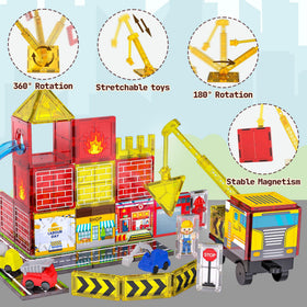 Teekdeer magnetic tiles engineering-vehicles image fueling creative city-building ideas.