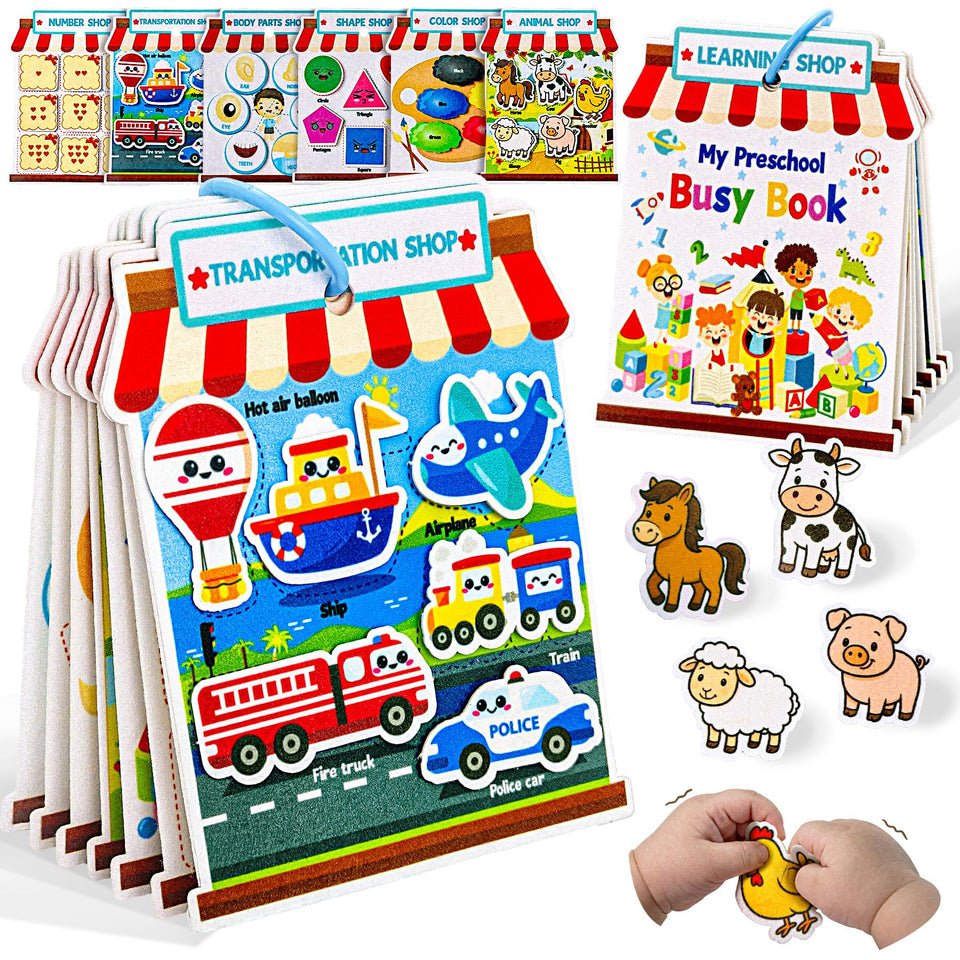 Teekdeer Montessori Busy Book with felt activities boosts toddler fine motor skills.