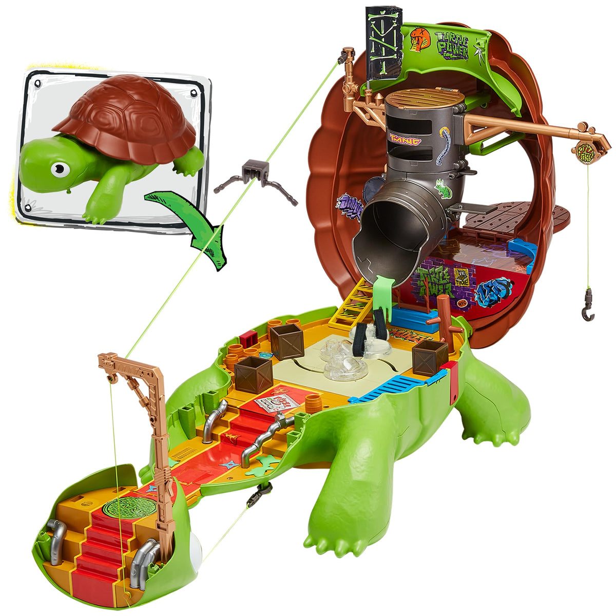 TMNT Pet Turtle Playset secret shelter reveals Ninja Turtles gear