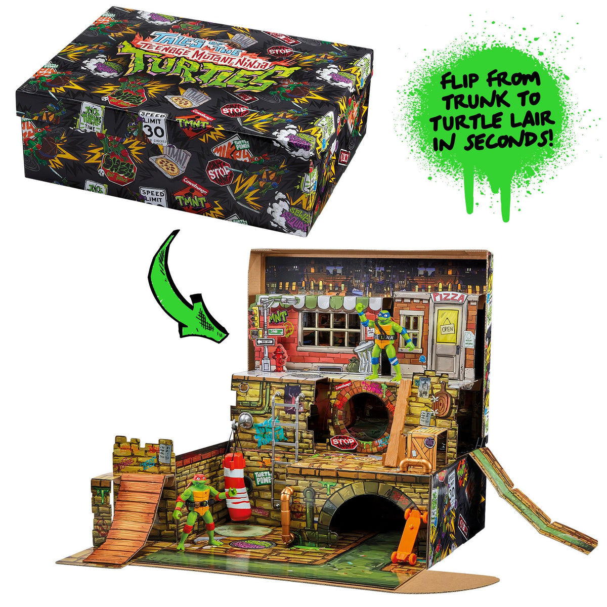 TMNT pop-up trunk sewer tunnel scene for fast-paced adventures.