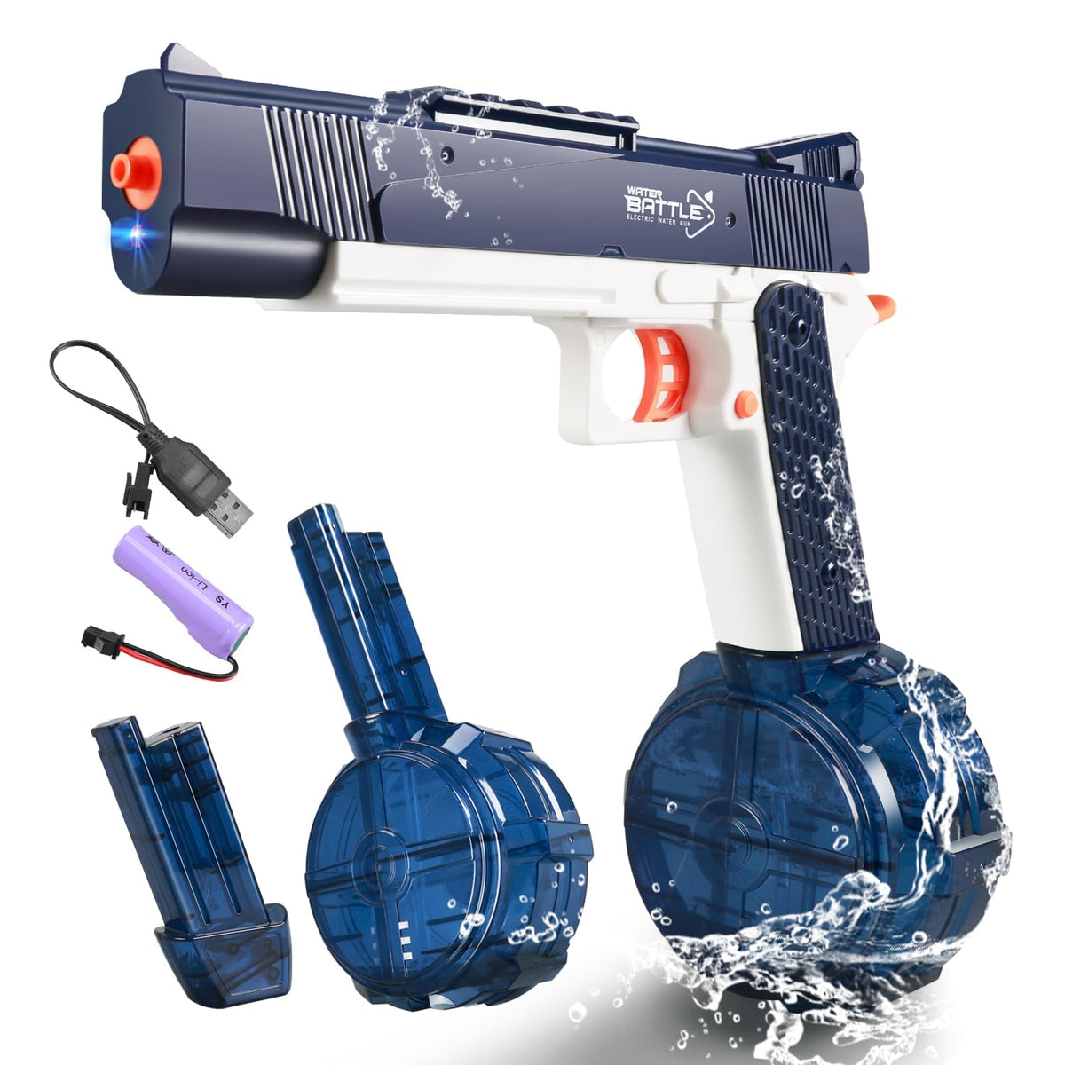 Teengra electric water gun blue ready for action with smooth one-button operation.