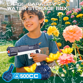 Teengra electric water gun with two transparent tanks lets you see water level at a glance.