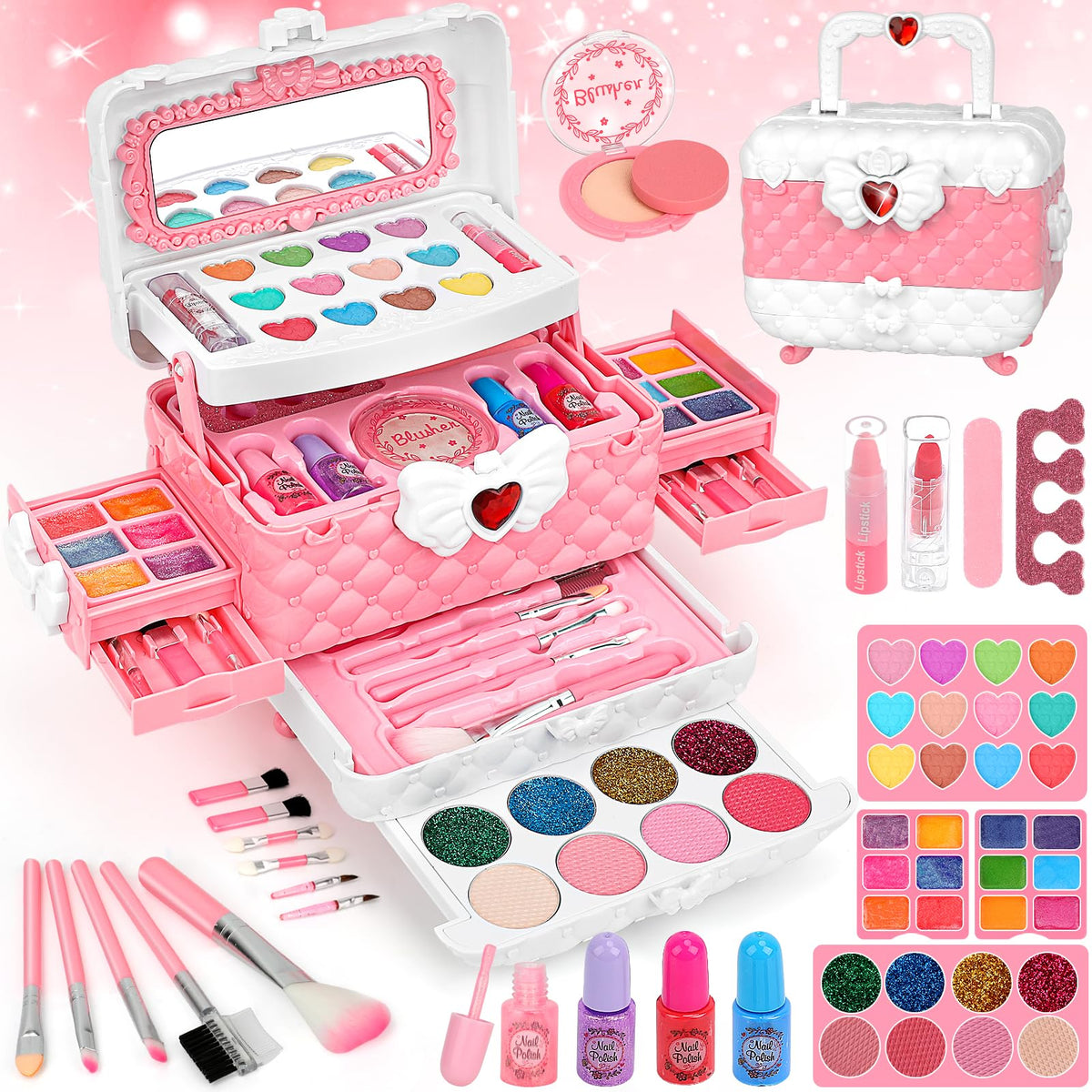 Teensymic kids makeup kit compact case keeps art supplies organized for playtime.