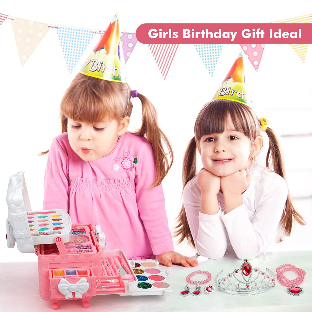 Teensymic makeup brushes set includes kid-sized tools for gentle application.