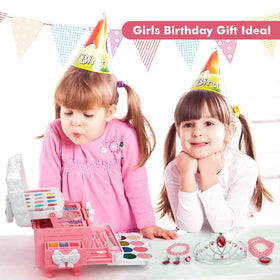 Teensymic makeup brushes set includes kid-sized tools for gentle application.