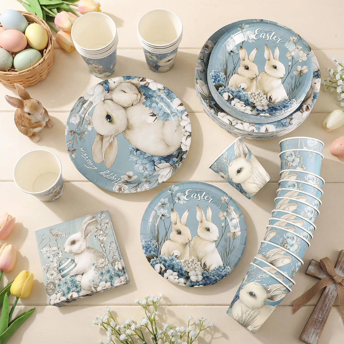 Teenyyou blue bunny napkins ideal for hands and quick tidy-ups