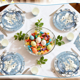 Teenyyou Easter decor with blue hydrangea accents creates cozy ambiance