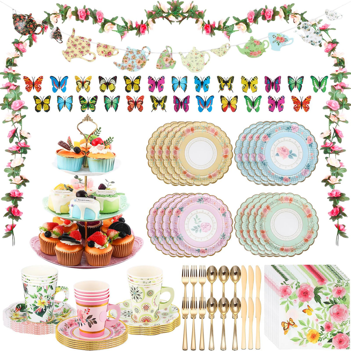 Teenyyou floral tea party cups and saucers add elegant charm for gatherings