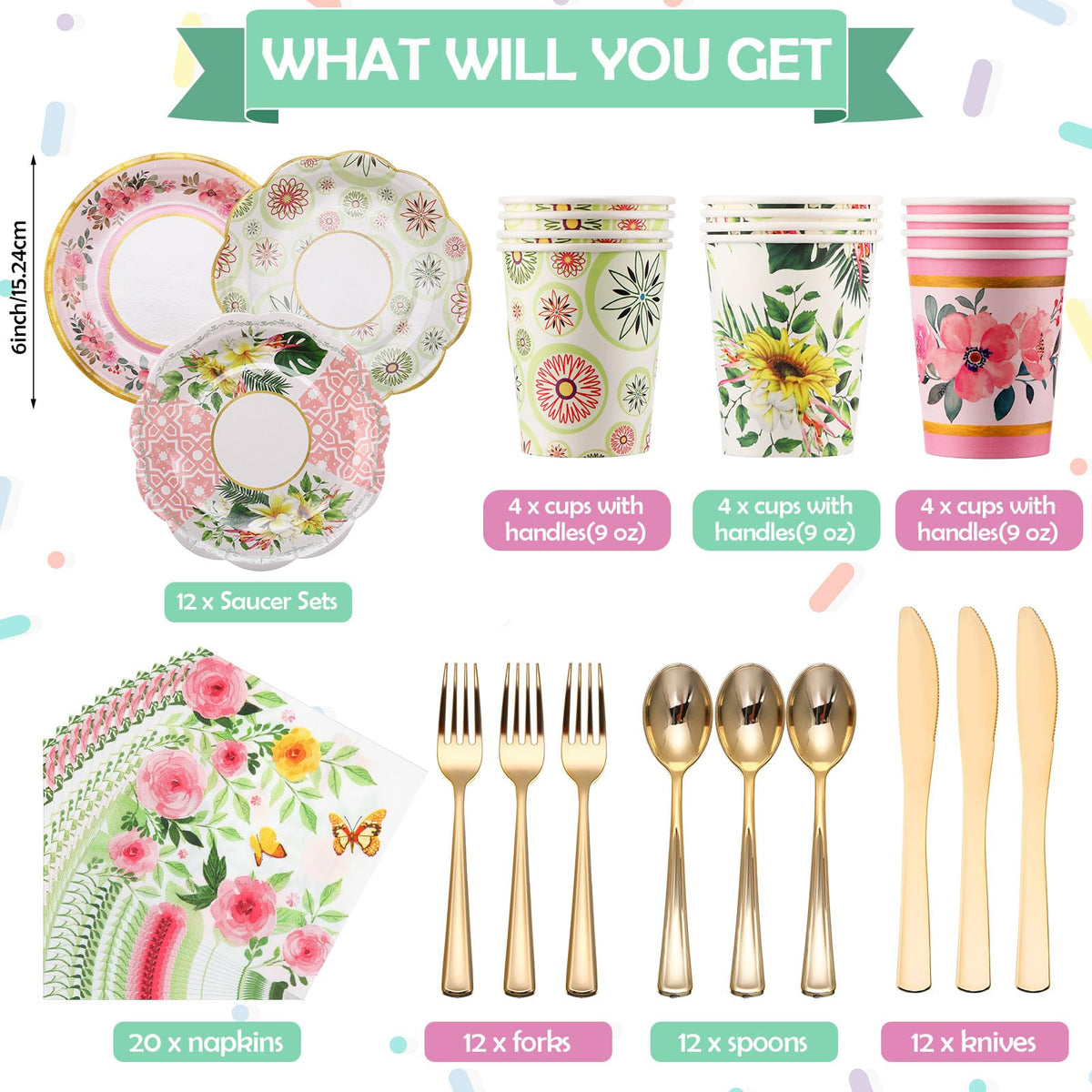Teenyyou floral tea party dinnerware plates for colorful, cohesive table settings