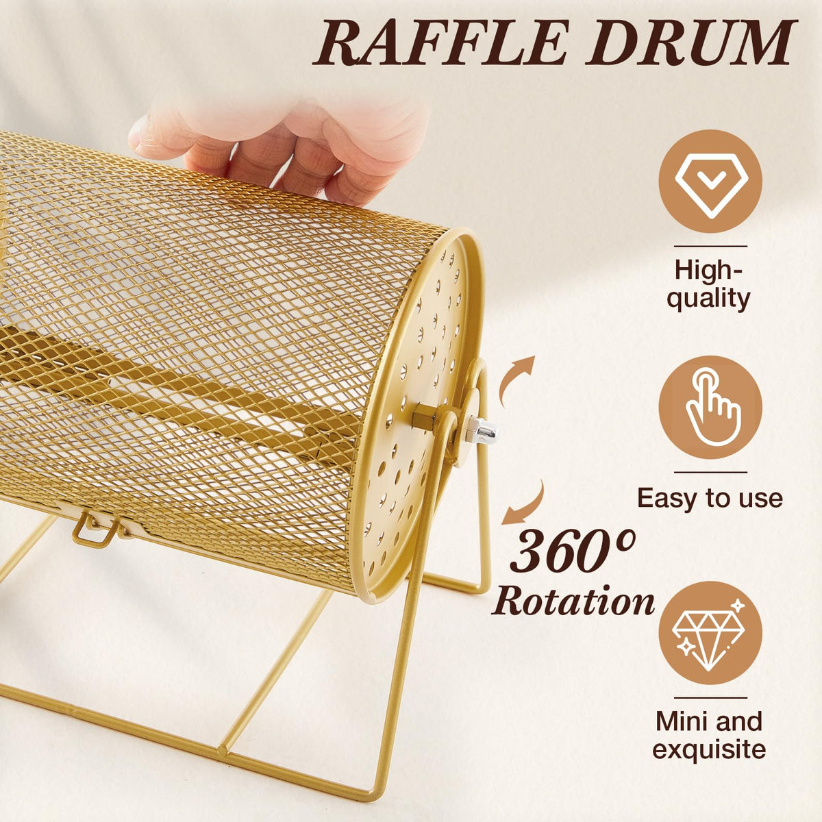 Teenyyou chrome-finish metal raffle drum for durable use