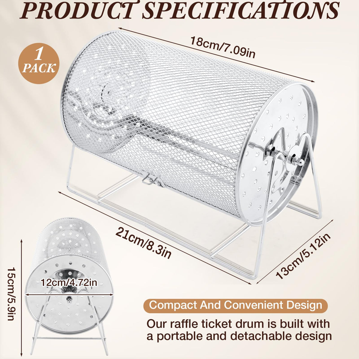 Teenyyou raffle drum inside view highlights accessible cavity for quick ticket draws.