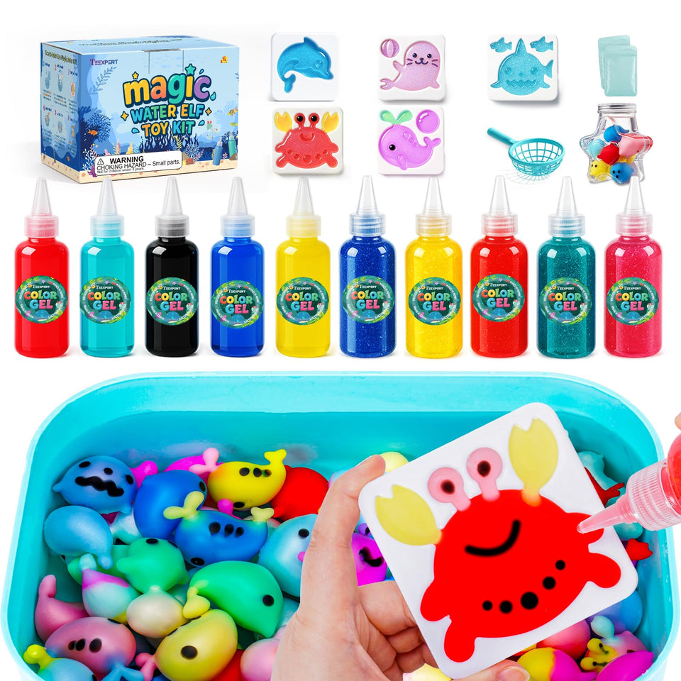 Teexpert Magic Water Elf Toy Kit glitter gels ready for kids to create shimmering sea pets.