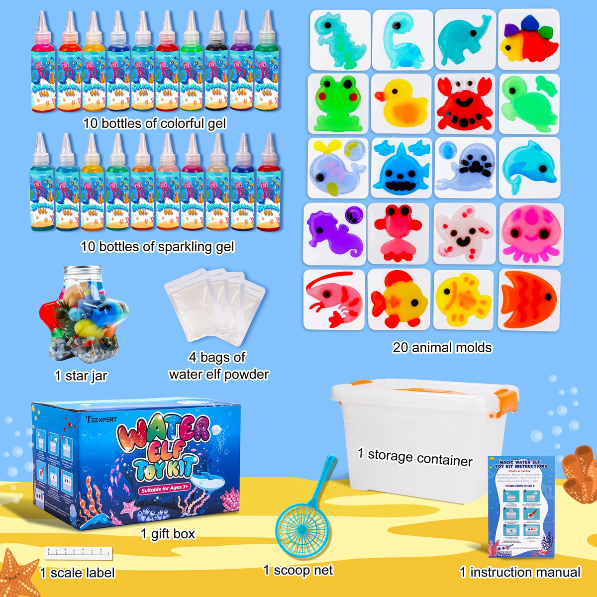 Teexpert Magic Water Elf Toy Kit water elf powder enables smooth mixing.