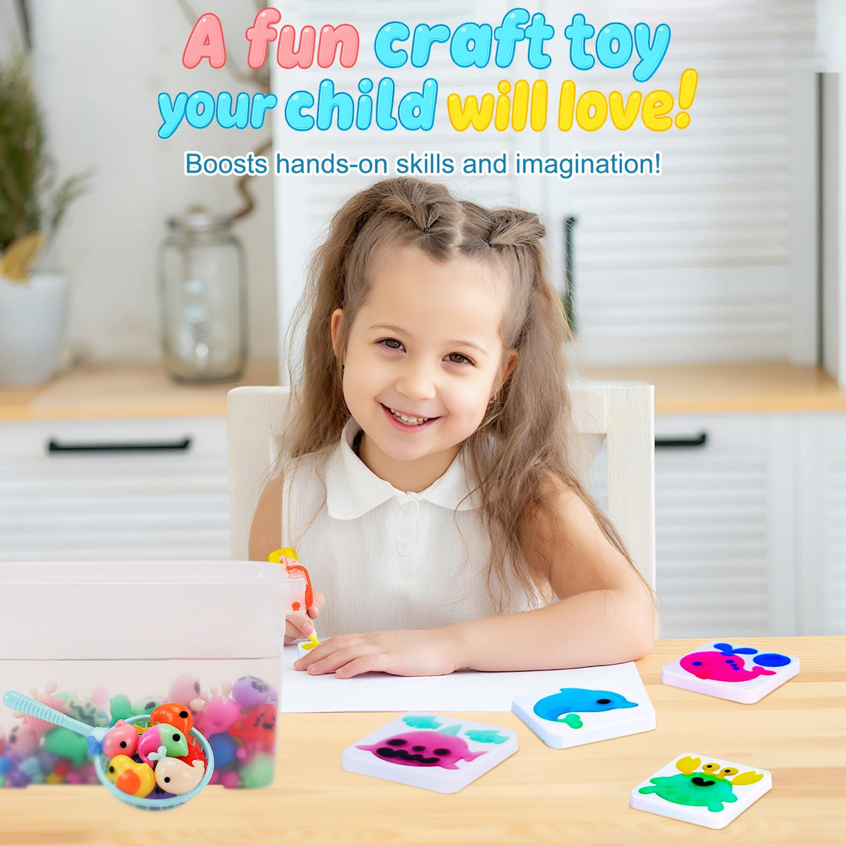 Teexpert Magic Water Elf Toy Kit scoop net simplifies dipping and handling for little hands.