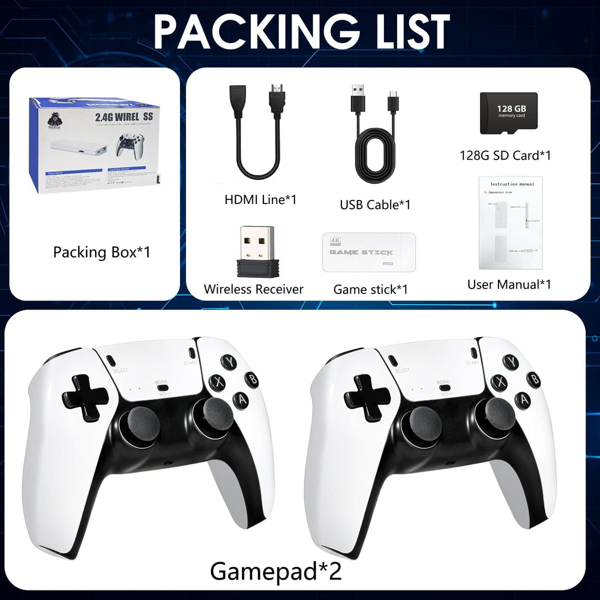 TEFELE 2.4GHz wireless controllers demonstrate ergonomic two-player comfort.