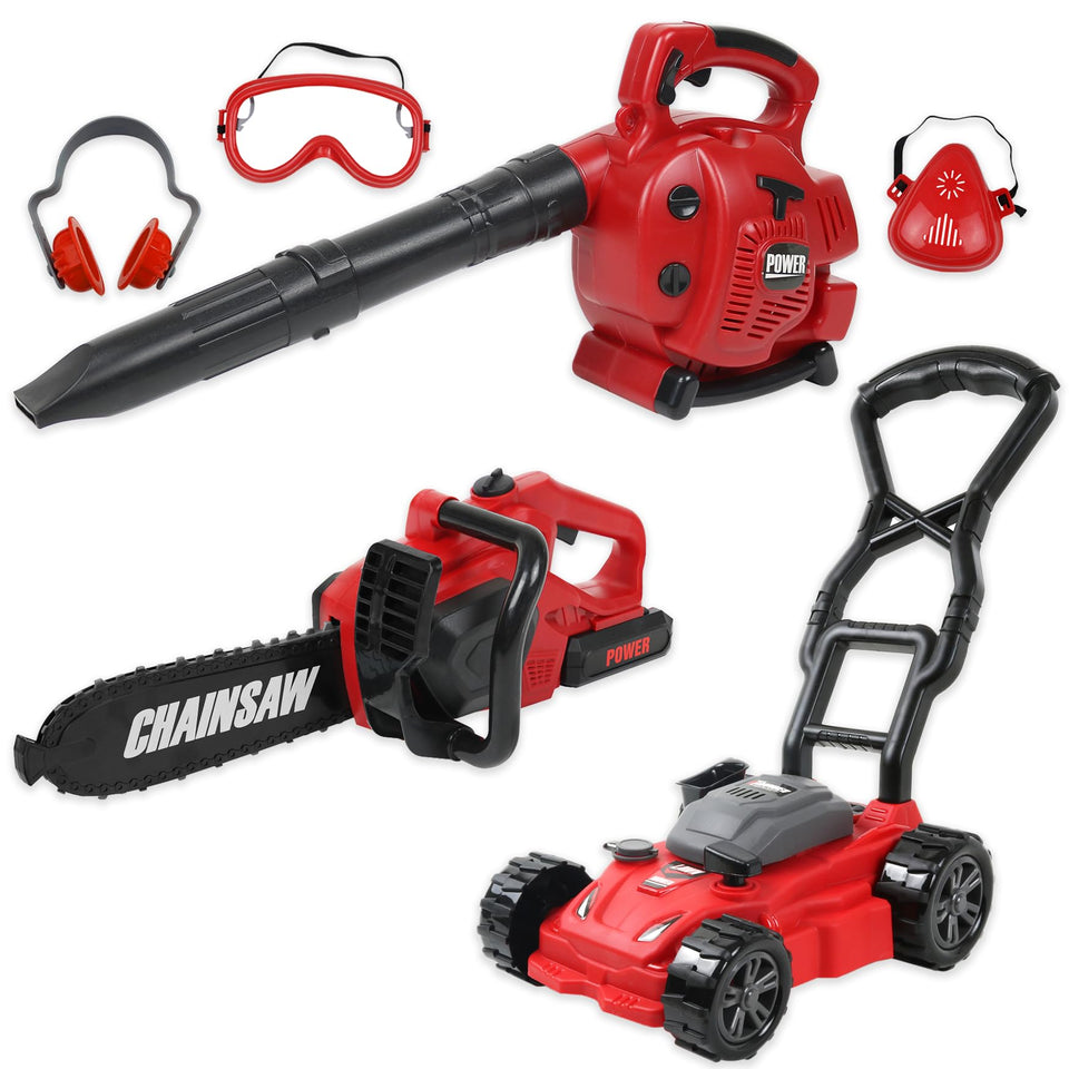 TeganPlay Kids Leaf Blower in action, inspiring imaginative outdoor play and pretend gardening.