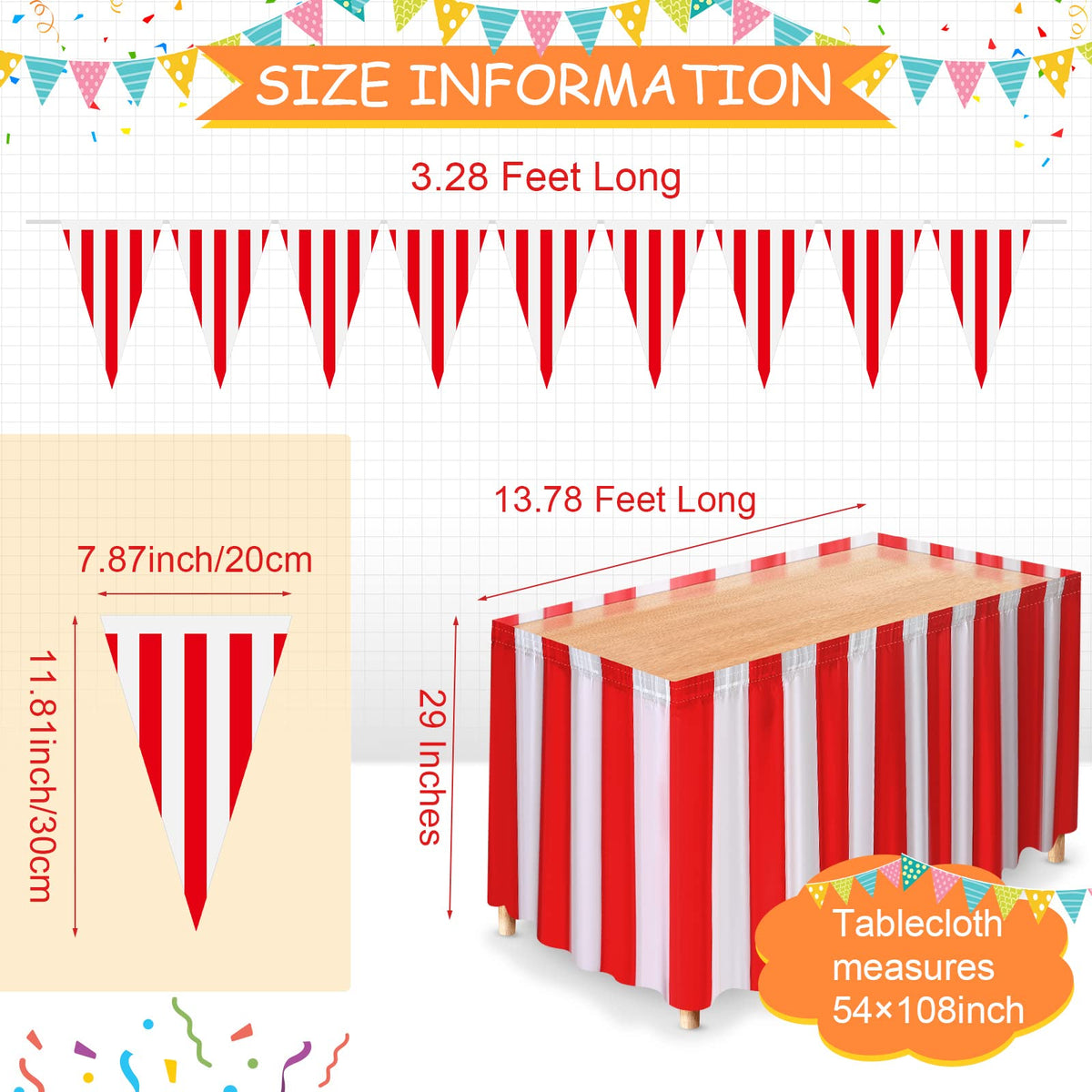 Tegeme red tablecloth for a bold circus inspired dining setup.