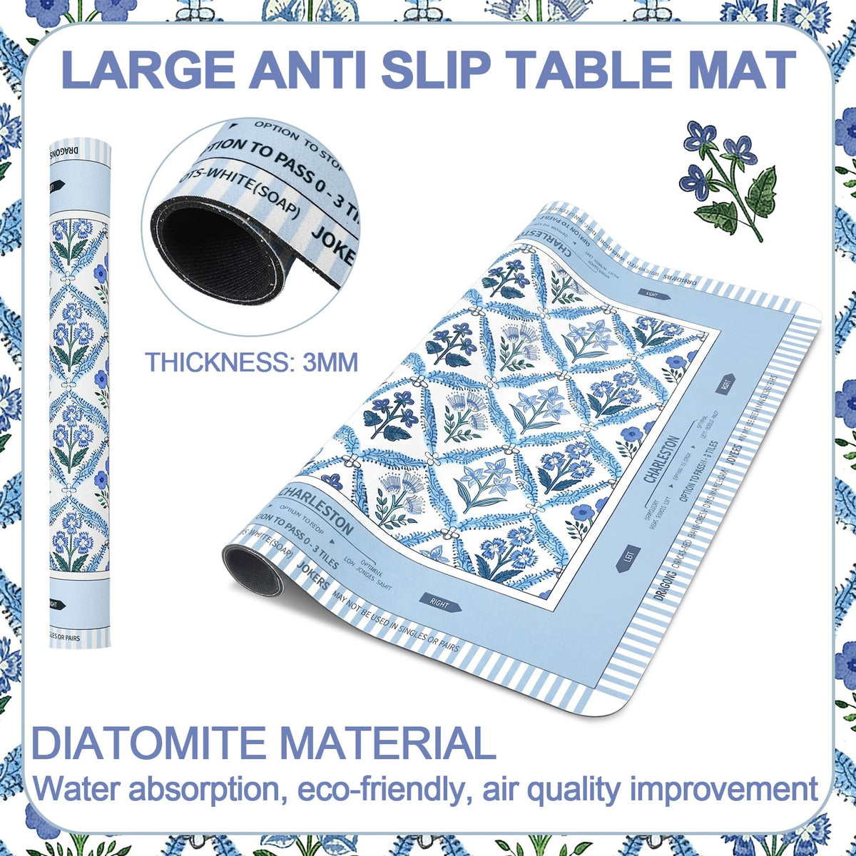 Tegeme Chinoiserie floral design mat adds oriental decor and table protection