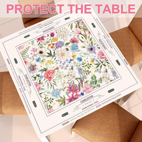 Tegeme Mahjong Mat sized 80x80 cm fits standard tables and protects surfaces.